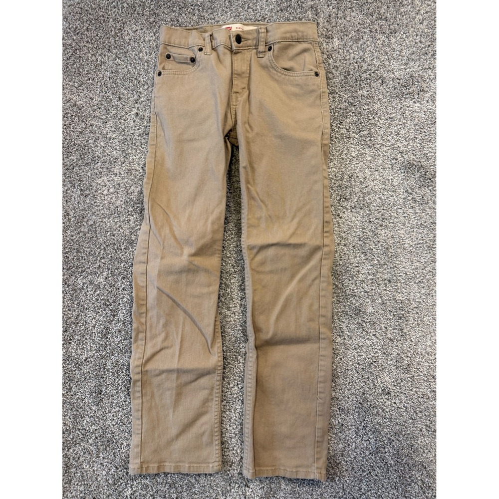 Levis 514 Pants Boys 14 Tan Straight Leg Khaki Cotton Blend Stretch Casual